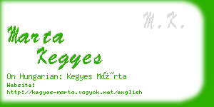 marta kegyes business card